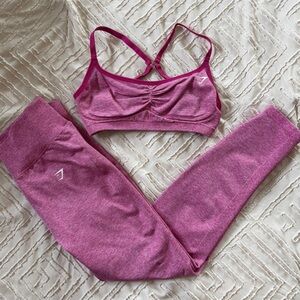 Gymshark Heathered Pink Sports Bra and Leggings Set